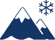 Icoon van besneeuwde bergen en sneeuwvlok.