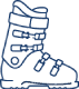 Skischoen in outline. Verwarmde zolen voor in skischoenen.