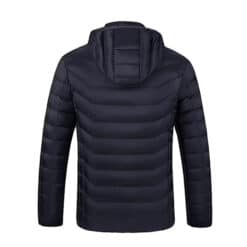 Verwarmde jas donkerblauw achterkant