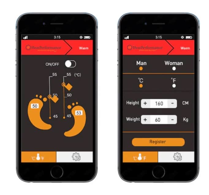 Mobiel met app van HeatPerformance®