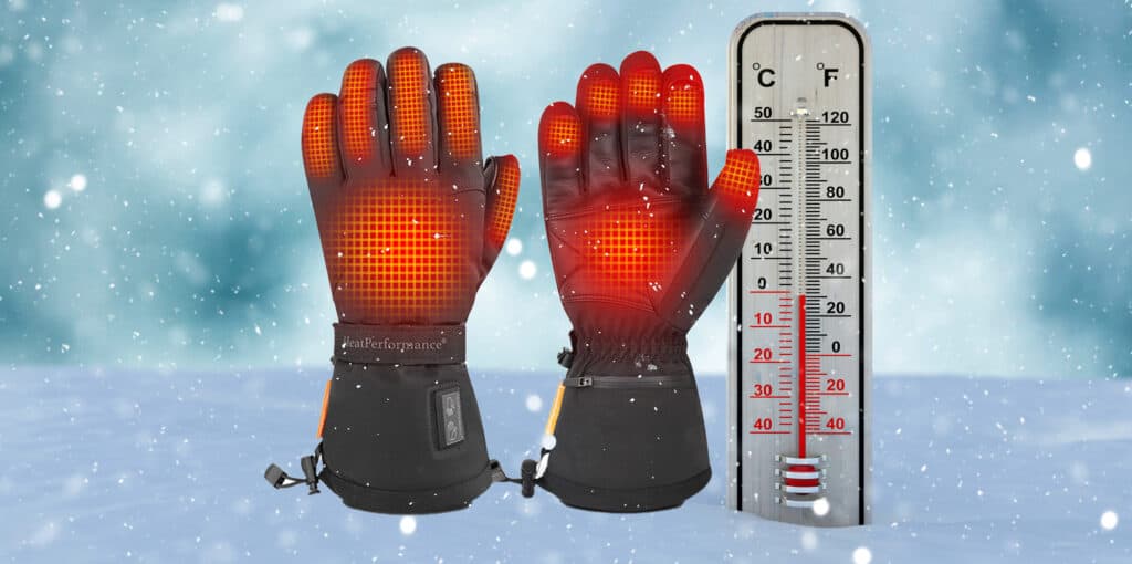 Die besten beheizbaren Handschuhe neben einem Thermometer