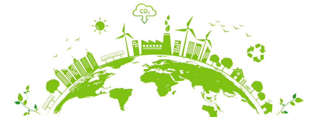 Illustratie van duurzame energie, recycling en milieuvriendelijke productie – HeatPerformance