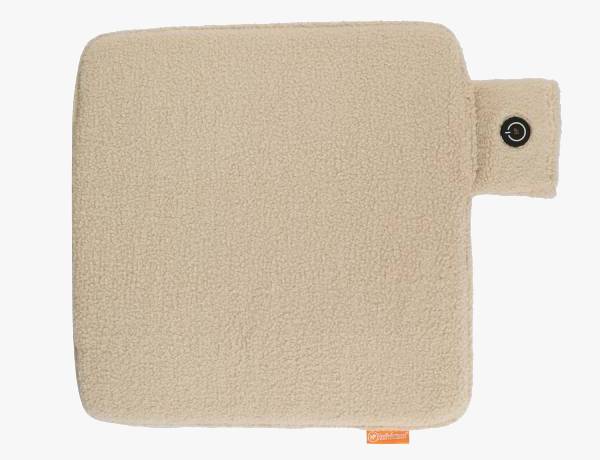 Verwarmd zitkussen in beige van HeatPerformance® op een witte achtergrond.